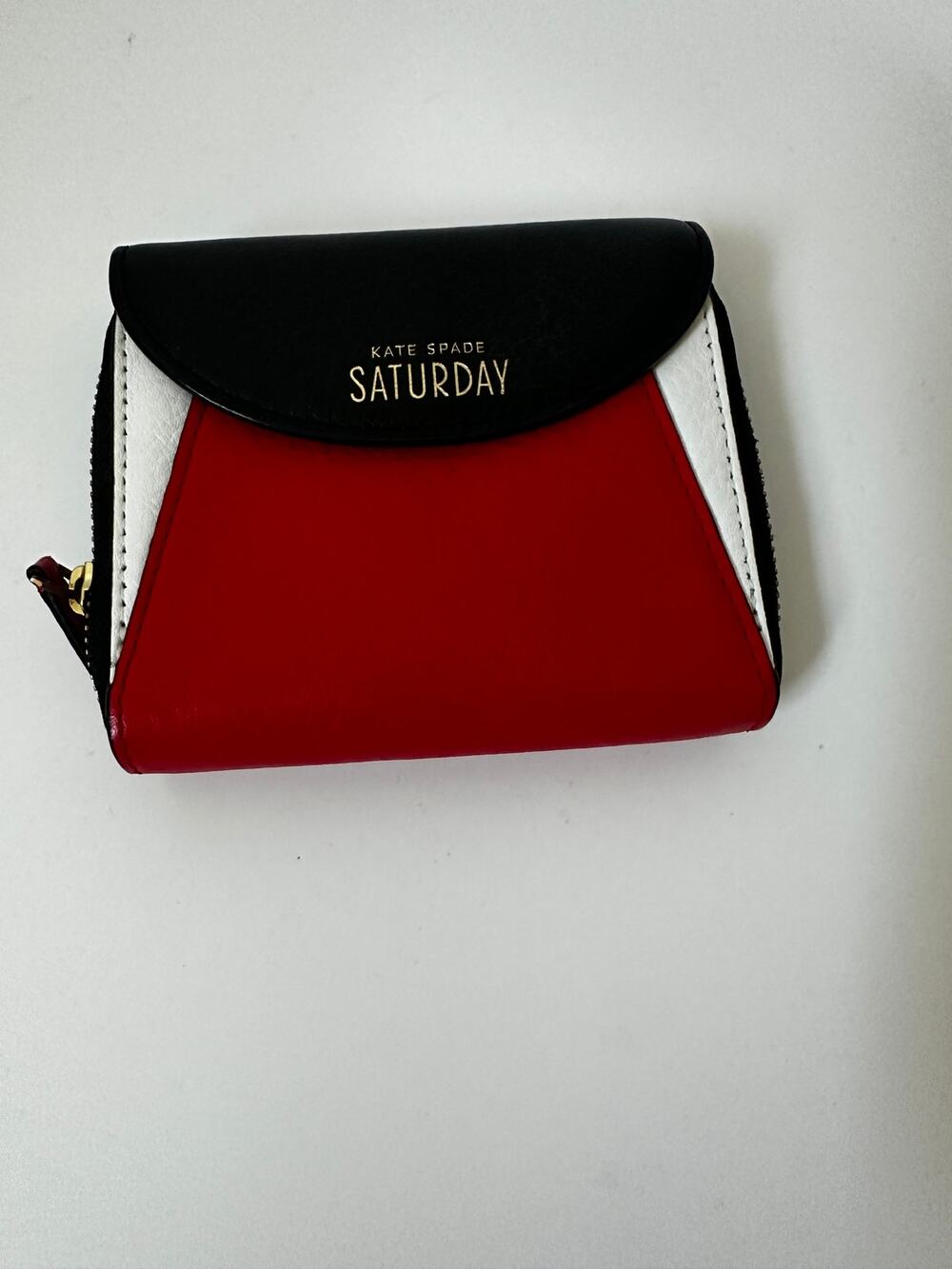 Kate Spade Saturday Rare Red Black White Colorblock Zip Around Wallet